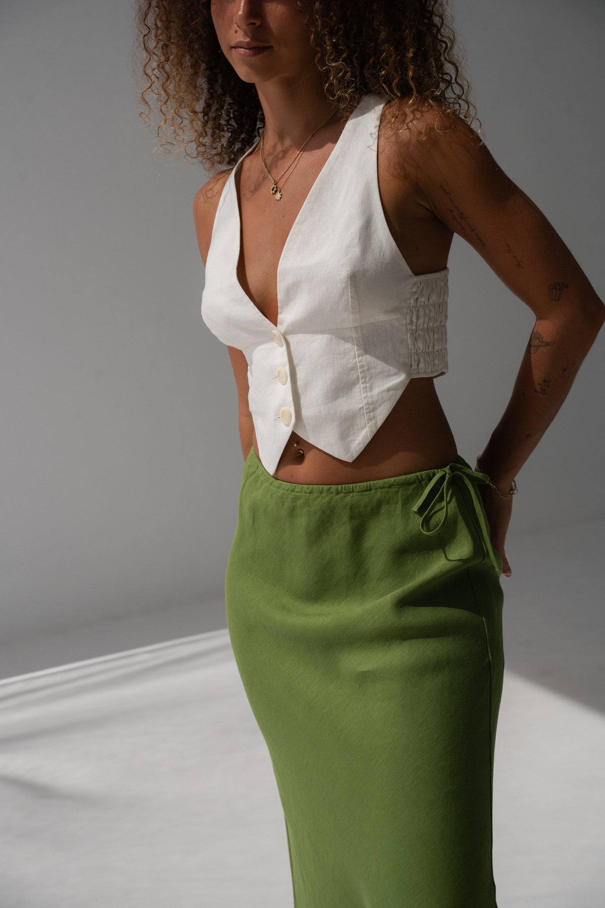 Ari Linen Vest - Ivory
