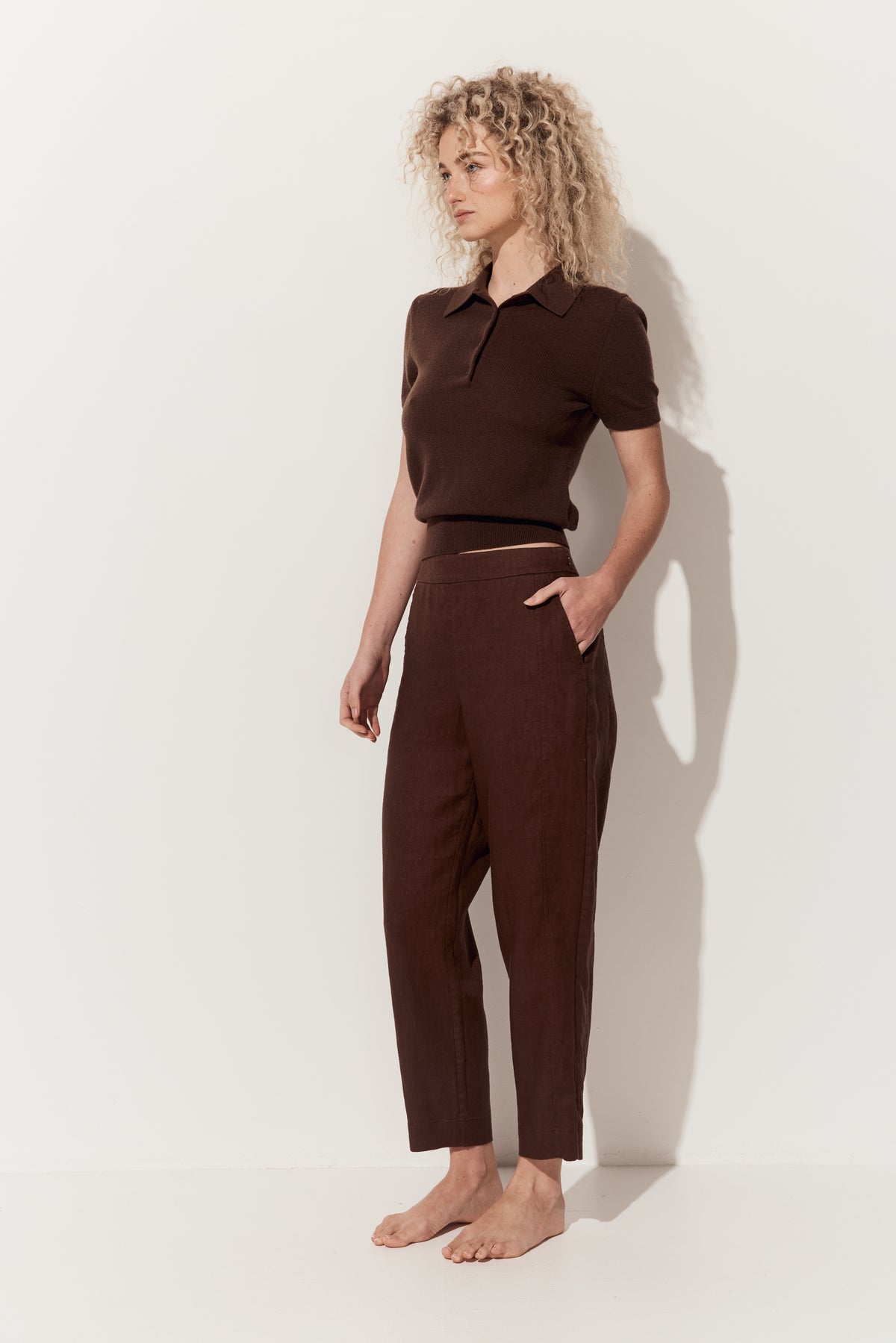 Emer Linen Pants - Chocolate