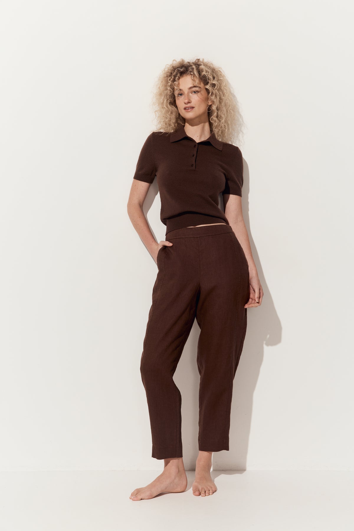 Emer Linen Pants - Chocolate