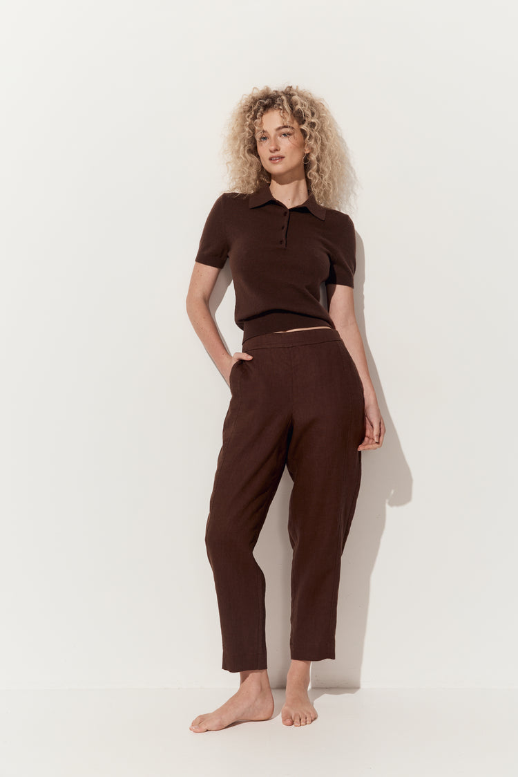 Emer Linen Pants - Chocolate