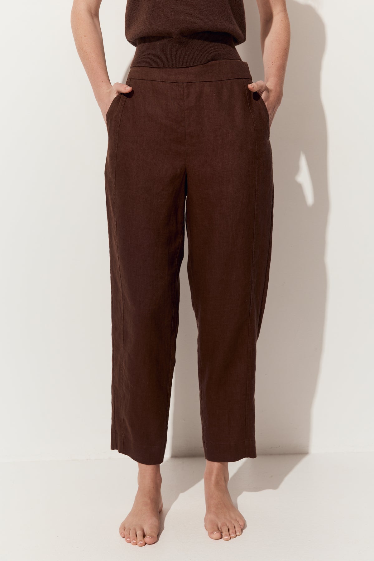 Emer Linen Pants - Chocolate