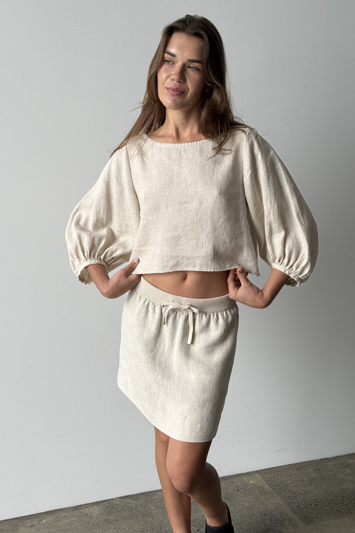 Anelle Linen Mini Skirt - Oatmeal
