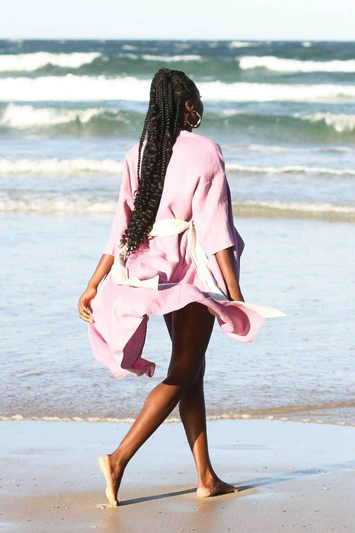 Lilly Pilly Collection 100% organic linen Autumn kimono in Dusty Lavender