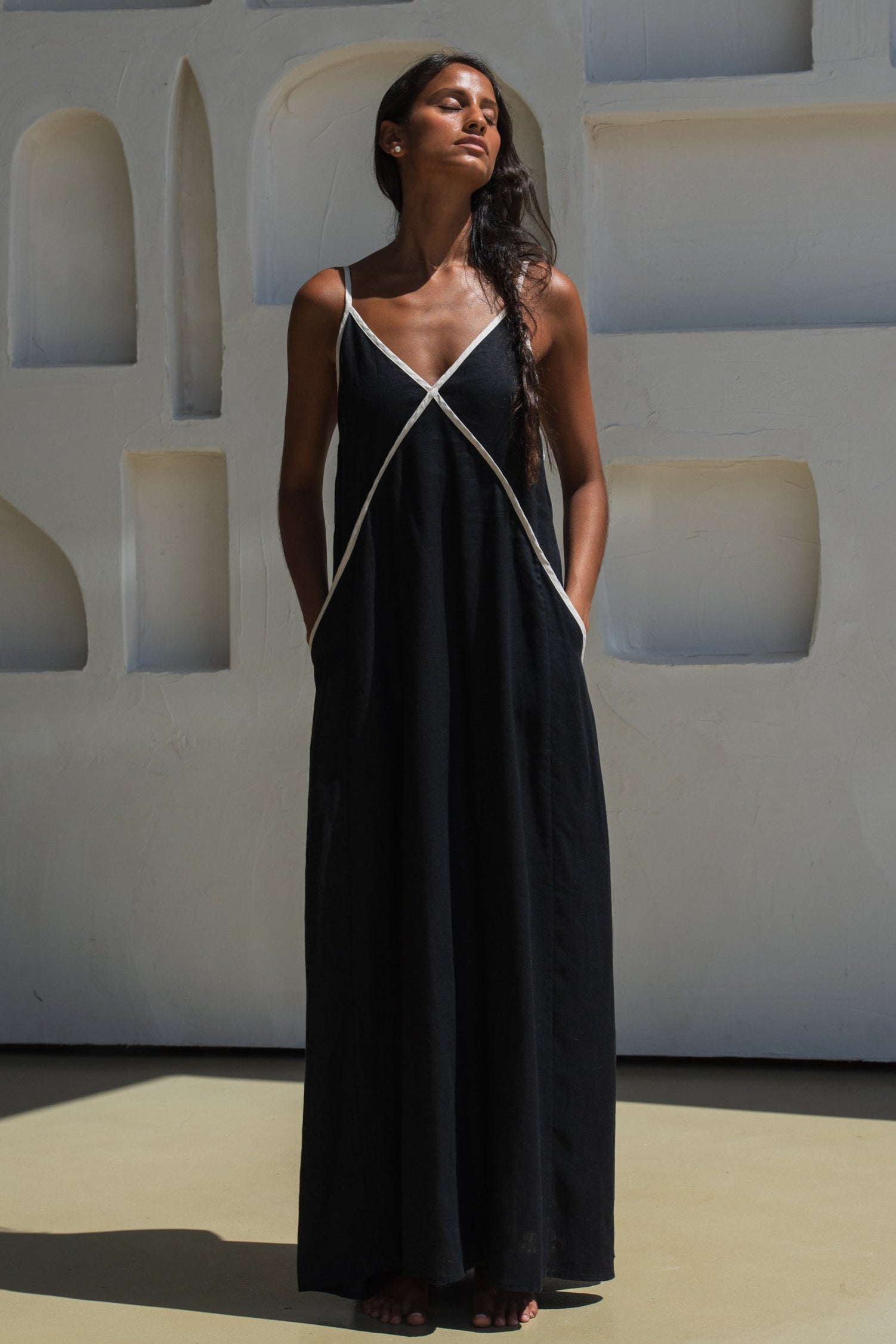 Azalea Black Linen Dress - European Linen M Azalea Black Linen Dress - European Linen M