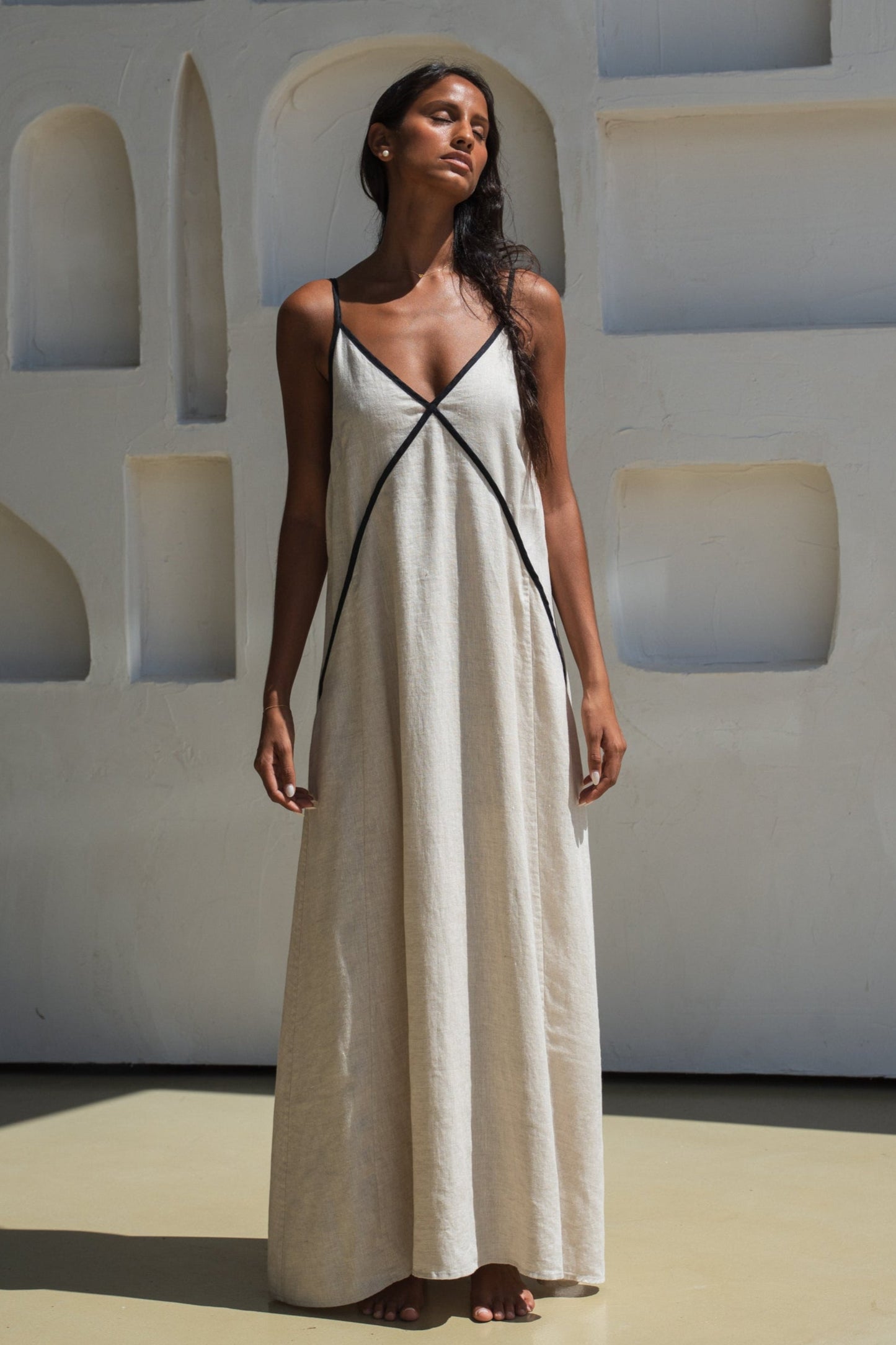 AZALEA OATMEAL LINEN DRESS