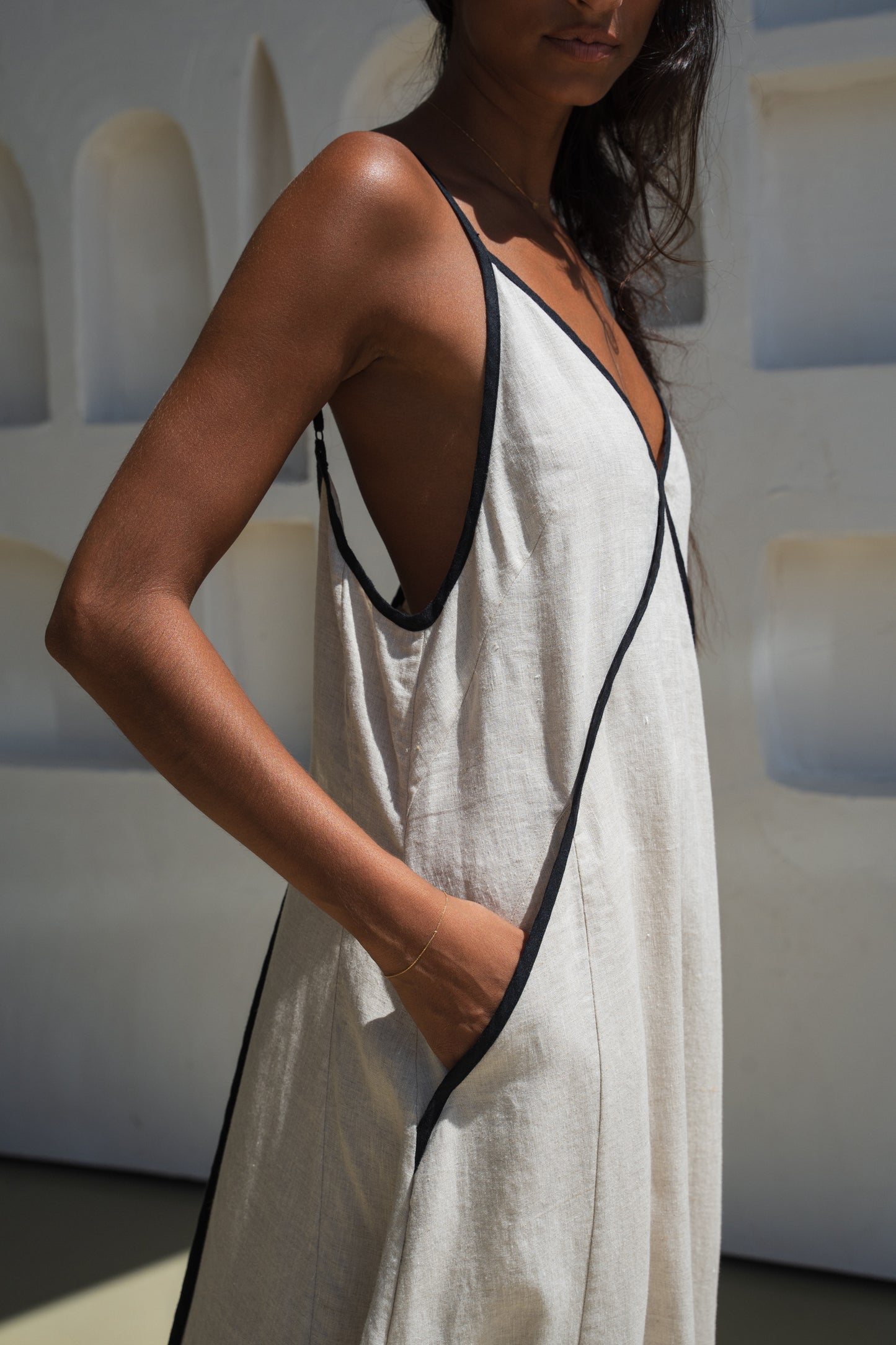 AZALEA OATMEAL LINEN DRESS