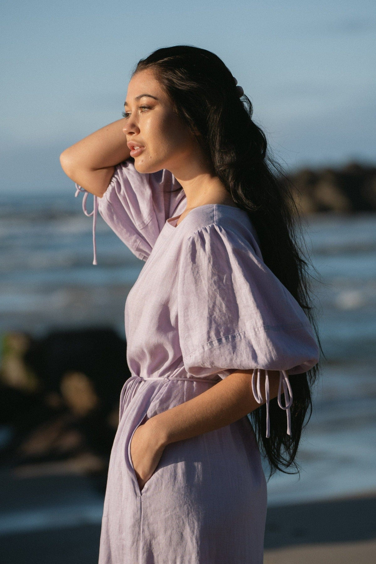 Charlotte Lilac Linen Dress - Organic linen LILLY PILLY COLLECTION Charlotte Lilac Linen Dress - Organic linen LILLY PILLY COLLECTION
