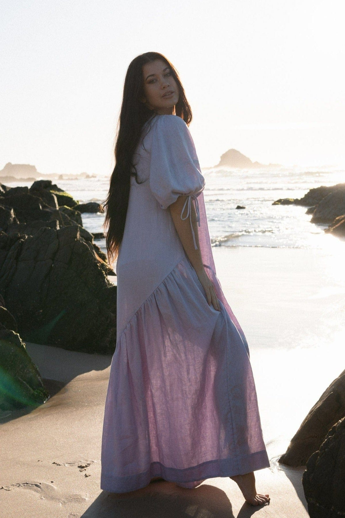 CHARLOTTE LILAC LINEN DRESS CHARLOTTE LILAC LINEN DRESS