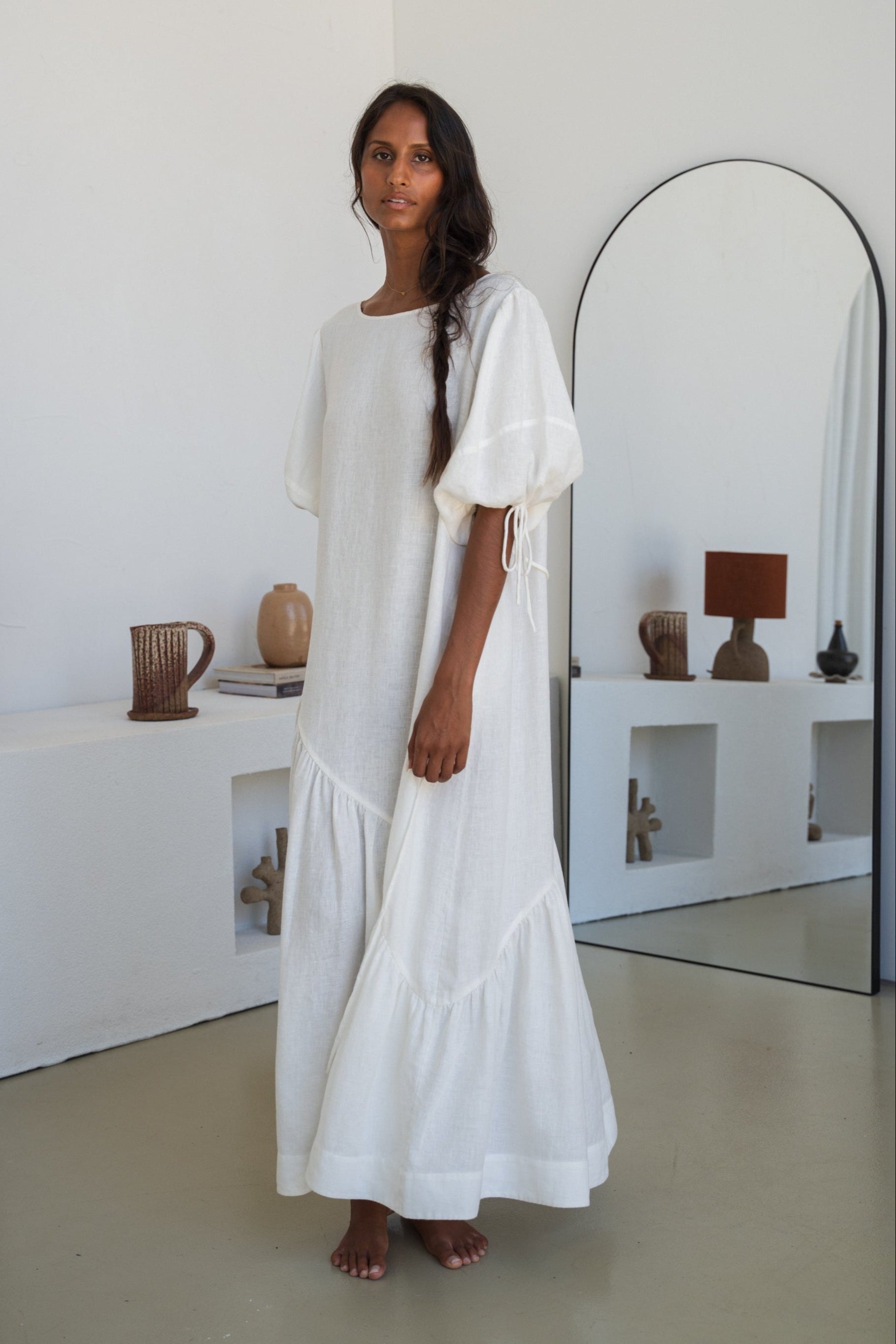 Charlotte Linen Maxi Dress - Ivory Lilly Pilly