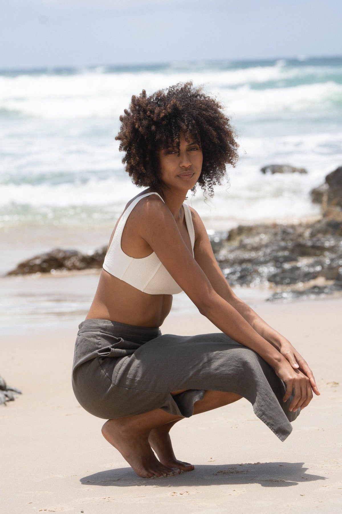 LILLY PILLY Nadi linen skirt in Khaki
