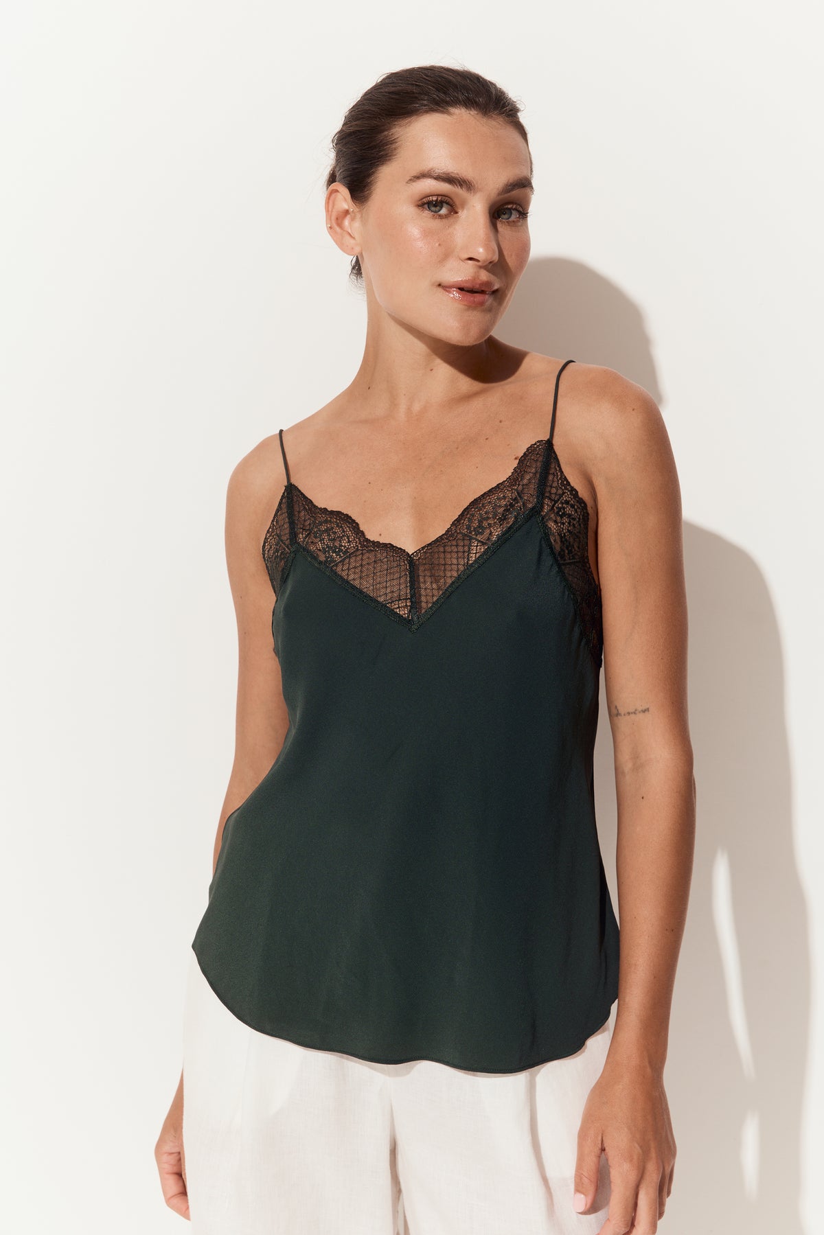 Frankie Silk Cami - Forest Green