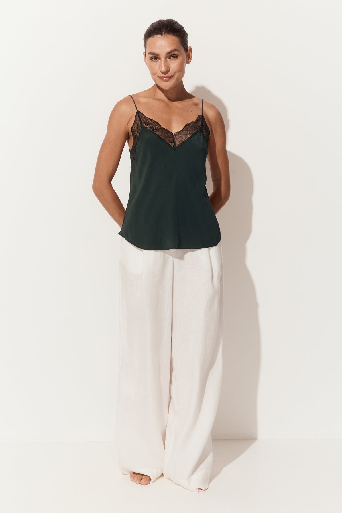 Frankie Silk Cami - Forest Green