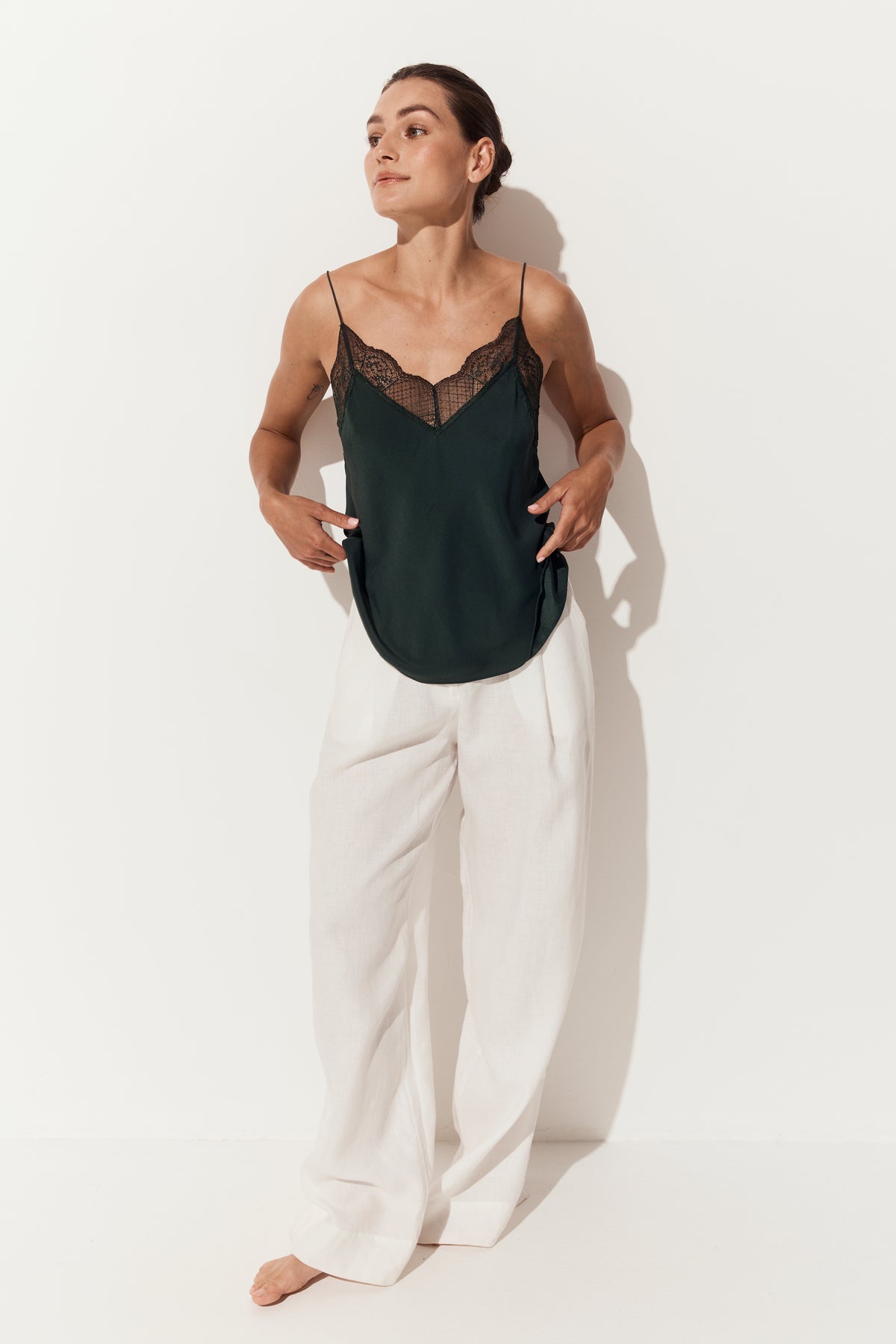 Frankie Silk Cami - Forest Green