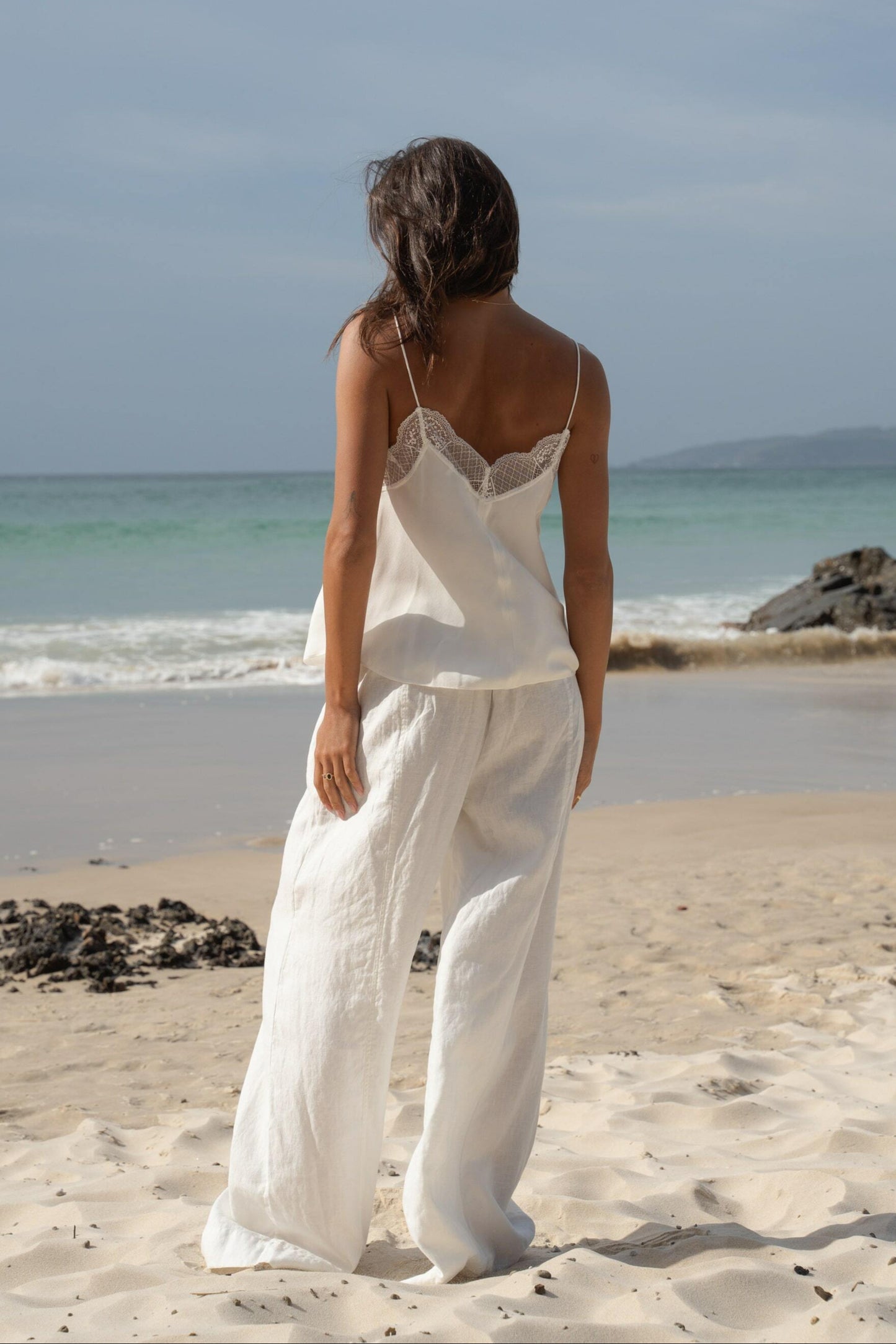 Frankie silk cami in Ivory by LILLY PILLY - back