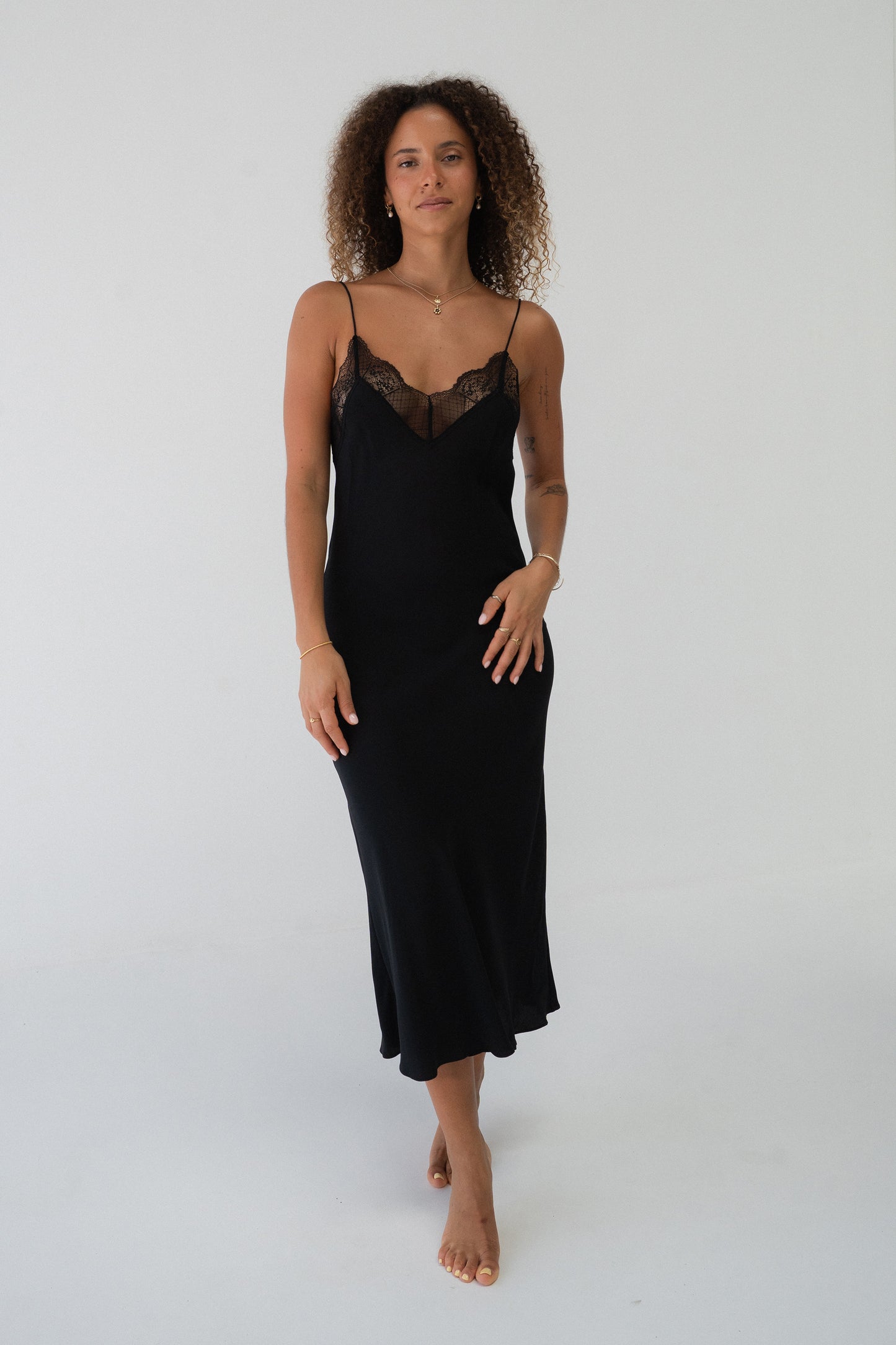 Freya Black Silk Slip