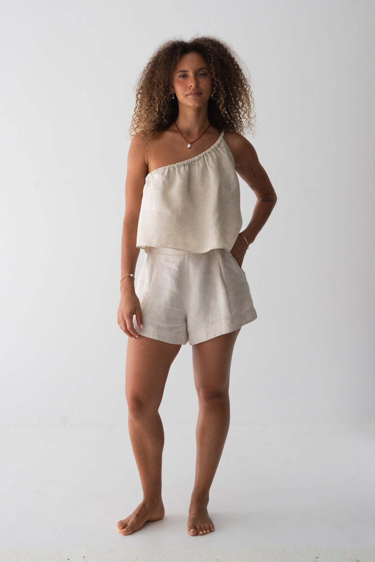 Gaia Oatmeal Linen Shorts