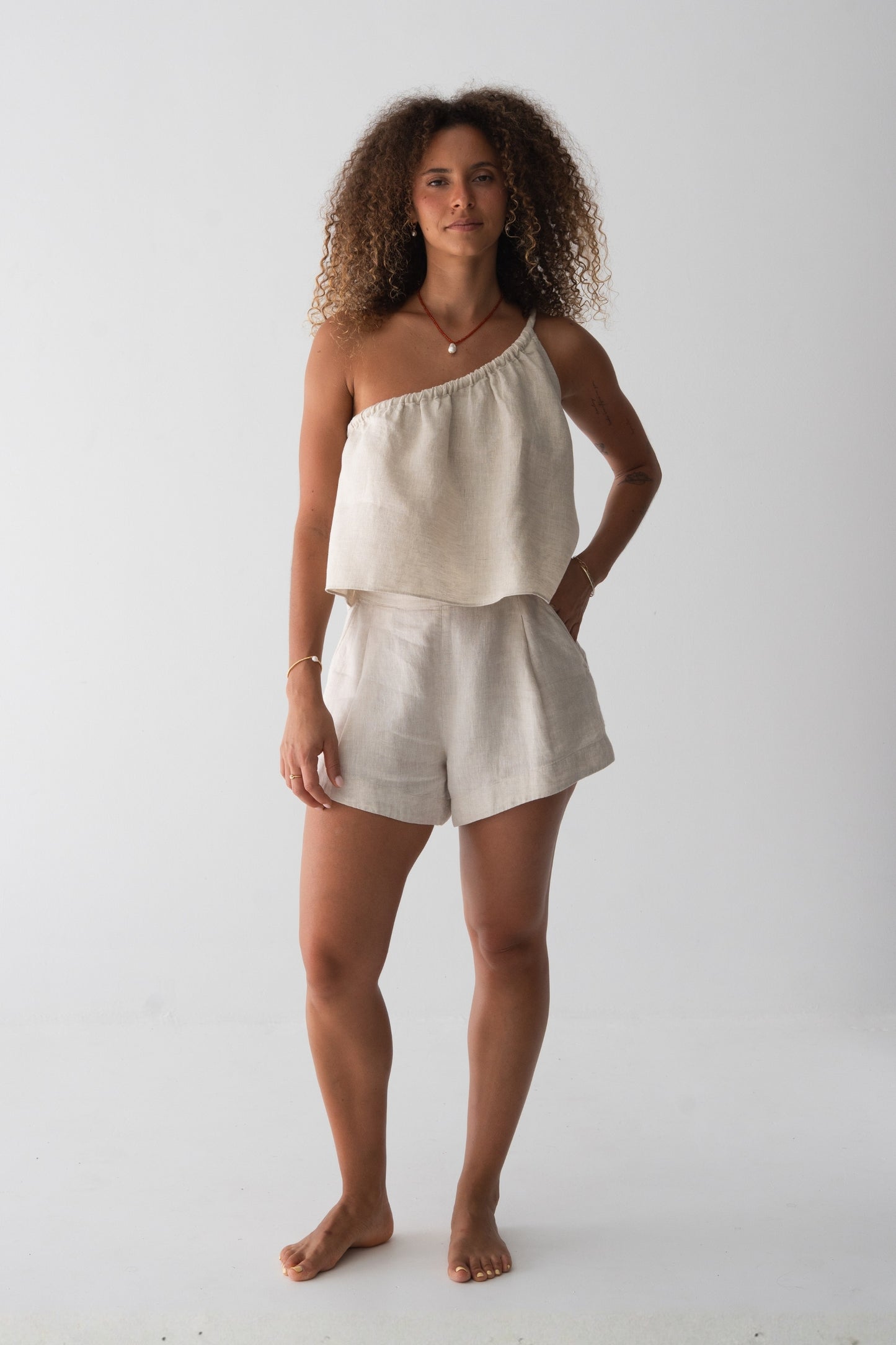 Gaia Oatmeal Linen Shorts