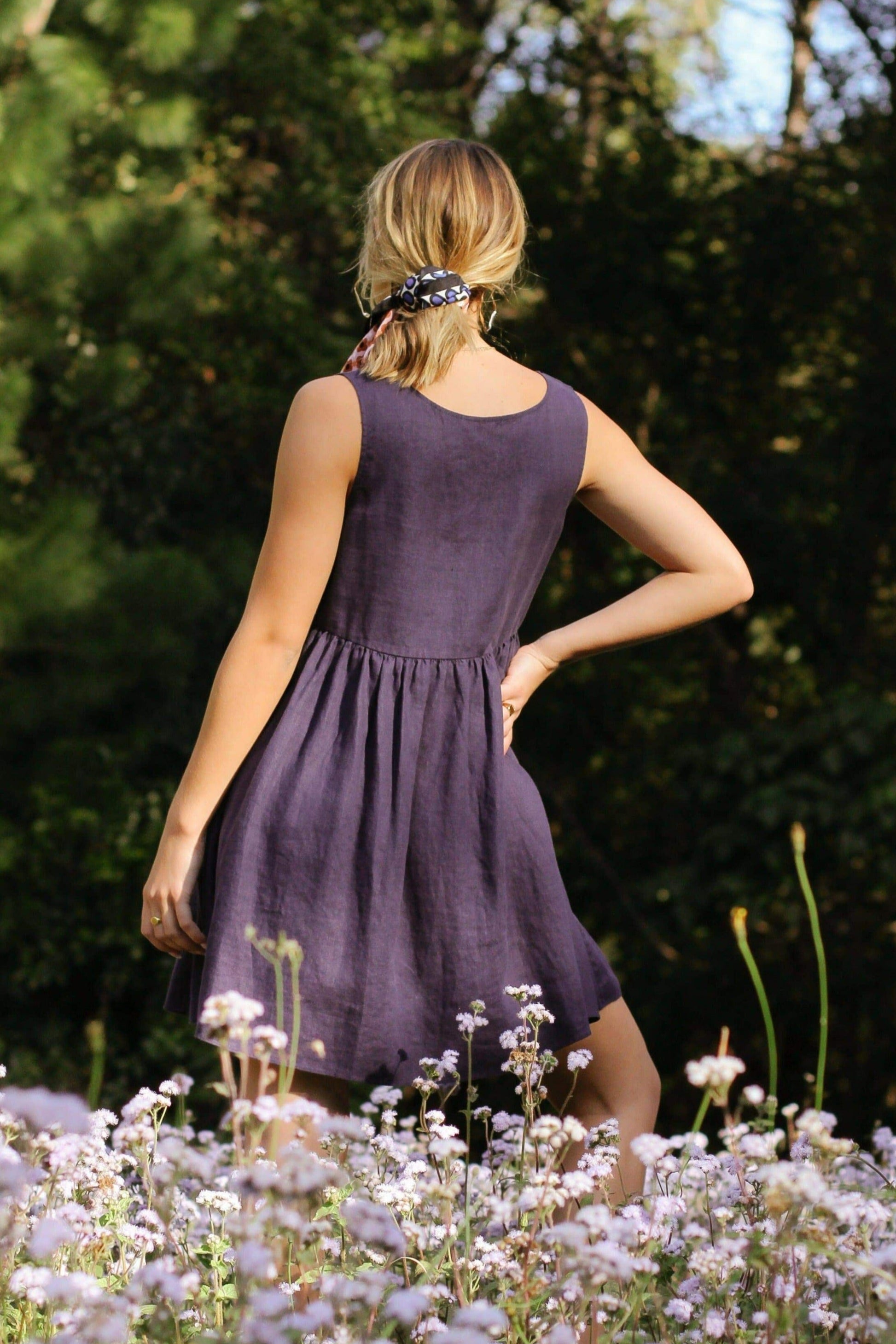 Lilly Pilly Collection 100% organic linen Harper Dress in Denim Blue