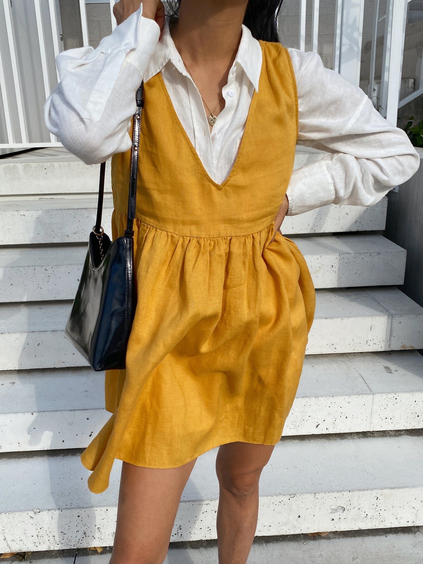 HARPER SUNFLOWER LINEN DRESS