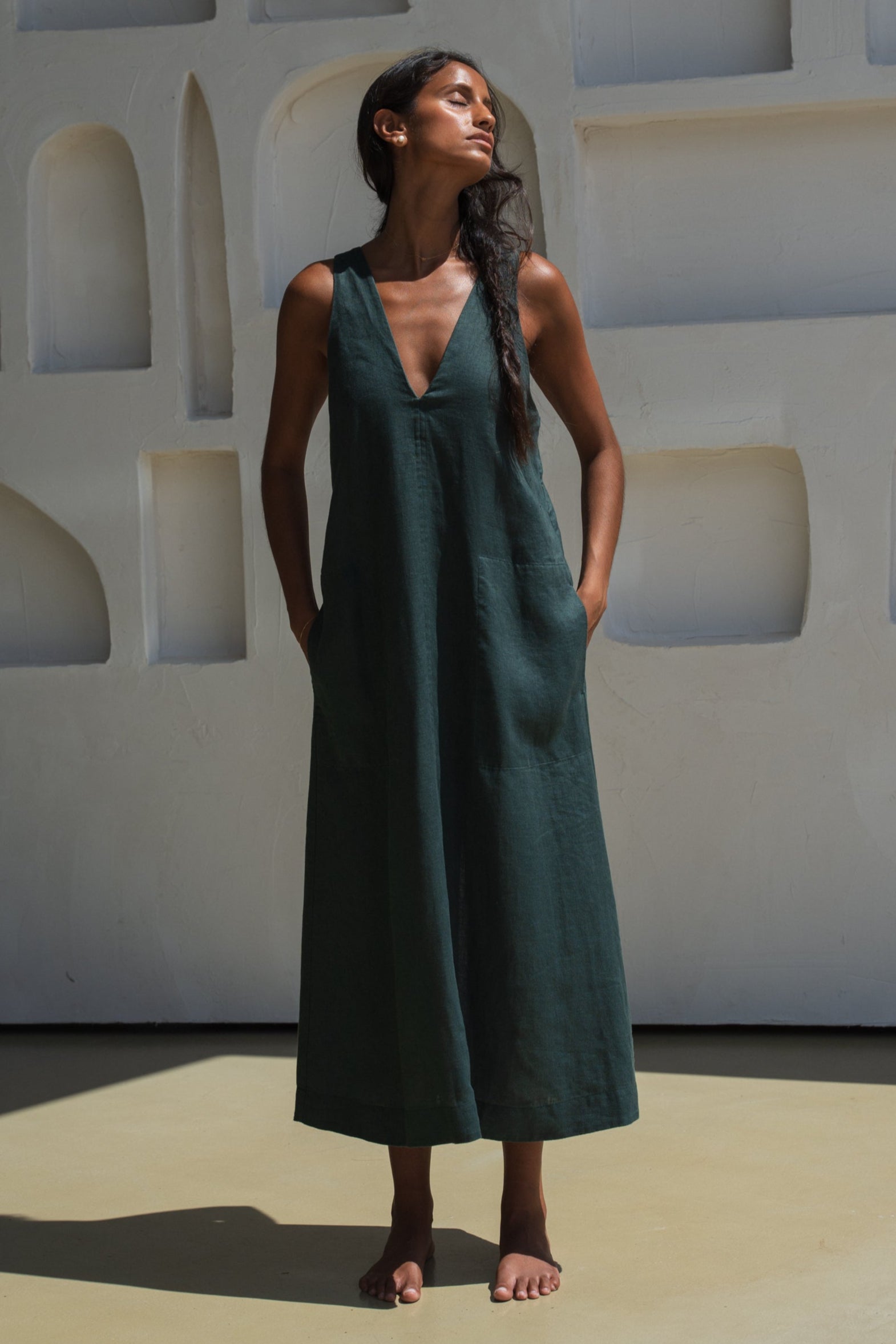Iris Linen Sleeveless Midi Dress