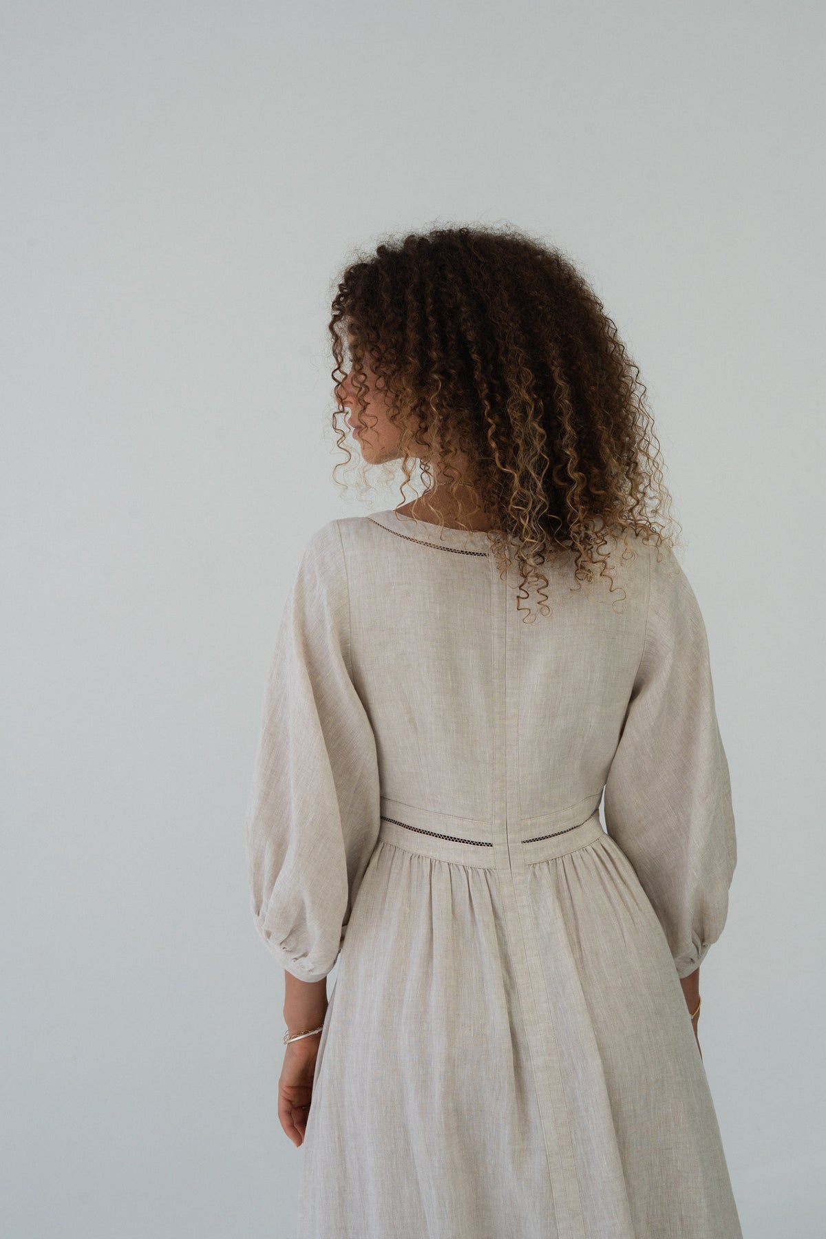 Josie Linen Midi Dress - Oatmeal