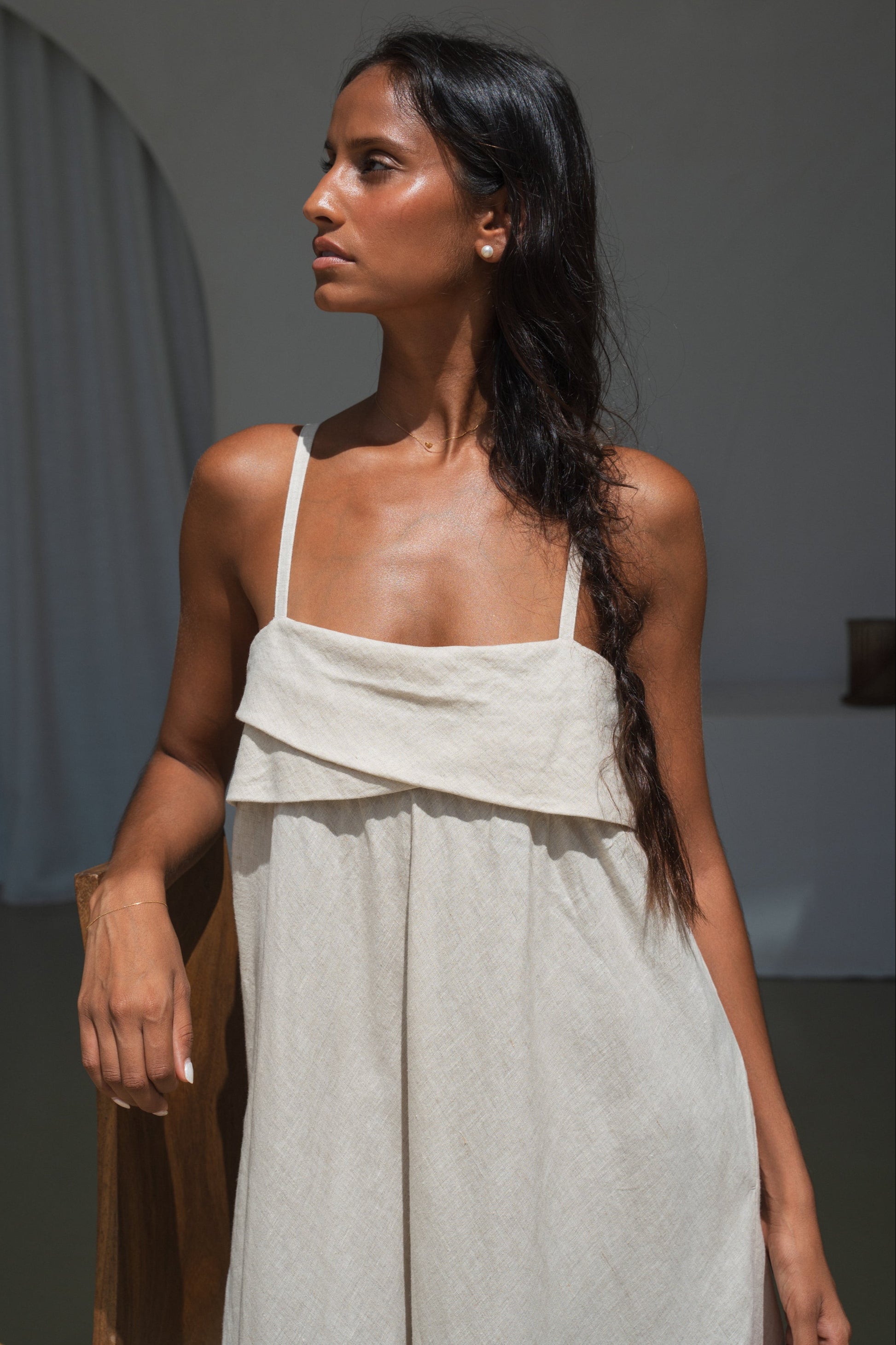 Kiko Oatmeal Linen Dress - European Linen L Kiko Oatmeal Linen Dress - European Linen L