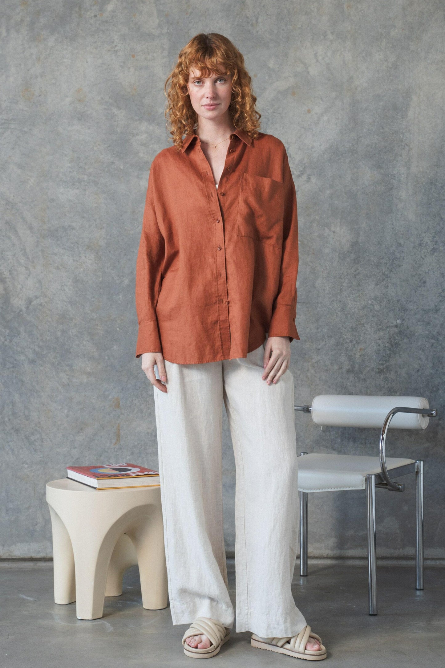 Lilly Pilly Collection Kirra shirt made from 100% European linen in Cajun