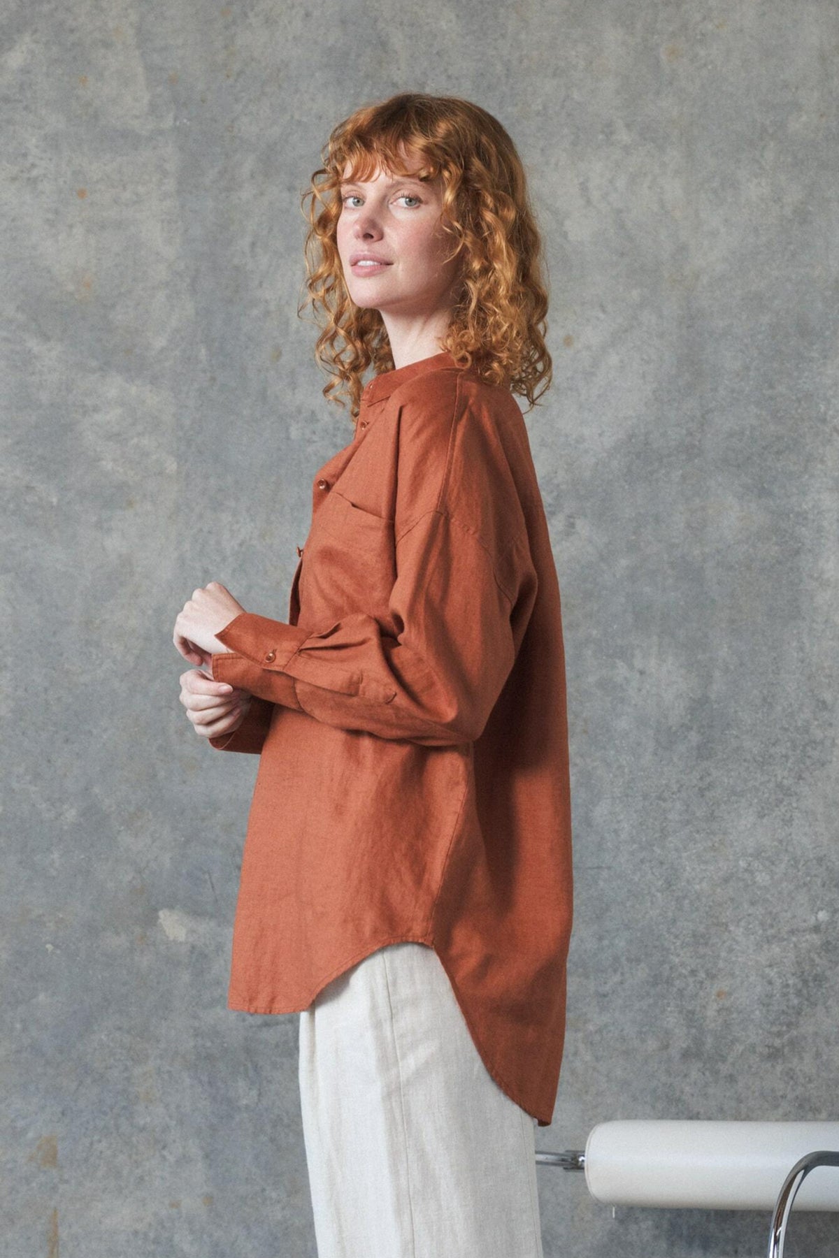 Lilly Pilly Collection Kirra shirt made from 100% European linen in Cajun
