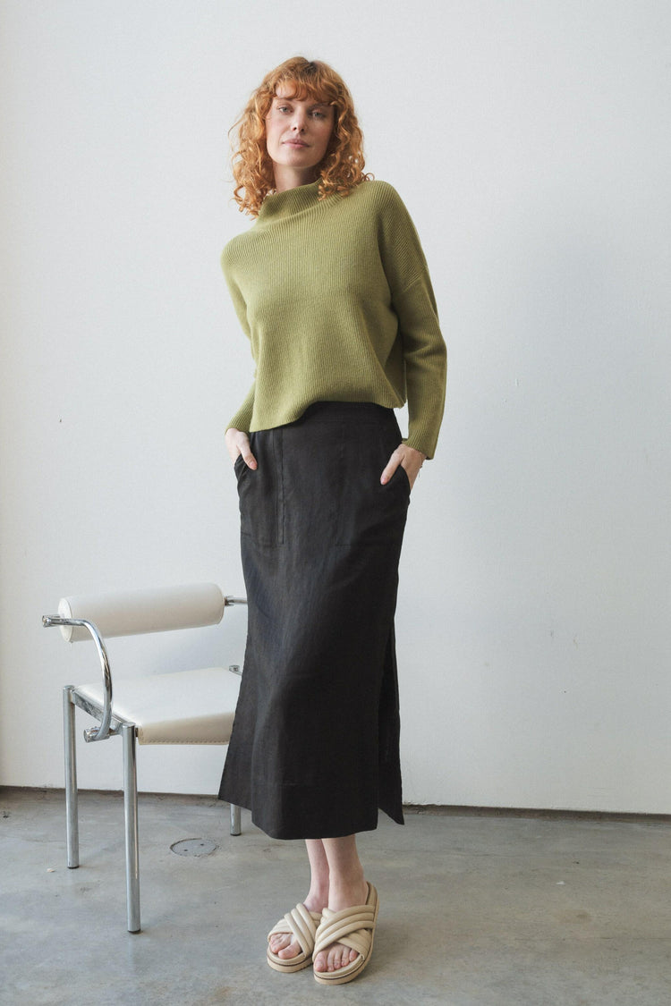 Lumi Cashmere Knit in Olive - front view - Lilly Pilly Collection