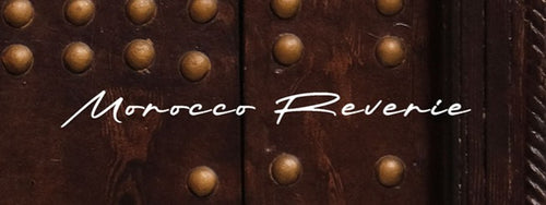 Close-up of a textured brown surface with 'Morocco Reverie' text.