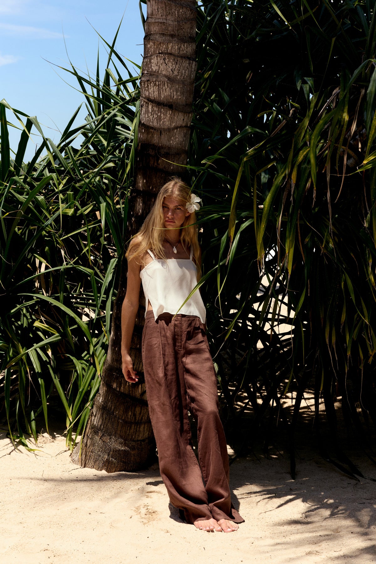 Oli Linen Pants - Chocolate