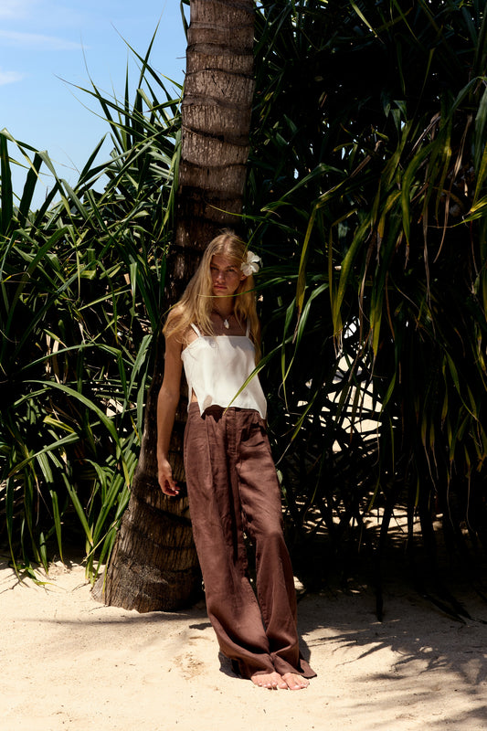 Oli Linen Pants - Chocolate