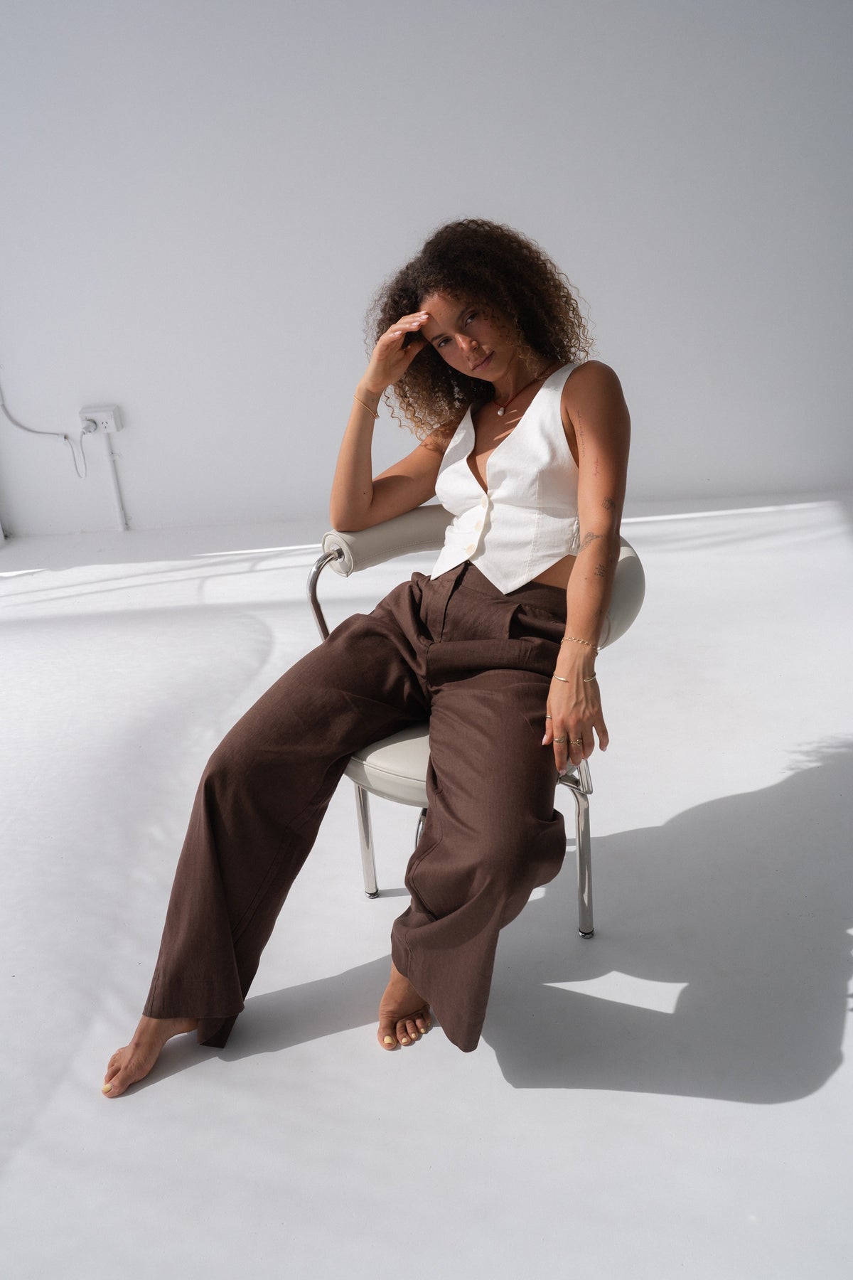 Oli Linen Pants - Chocolate