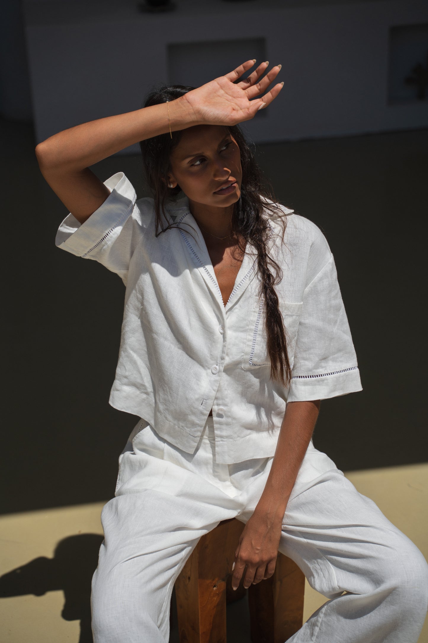 QUINN IVORY LINEN SHIRT