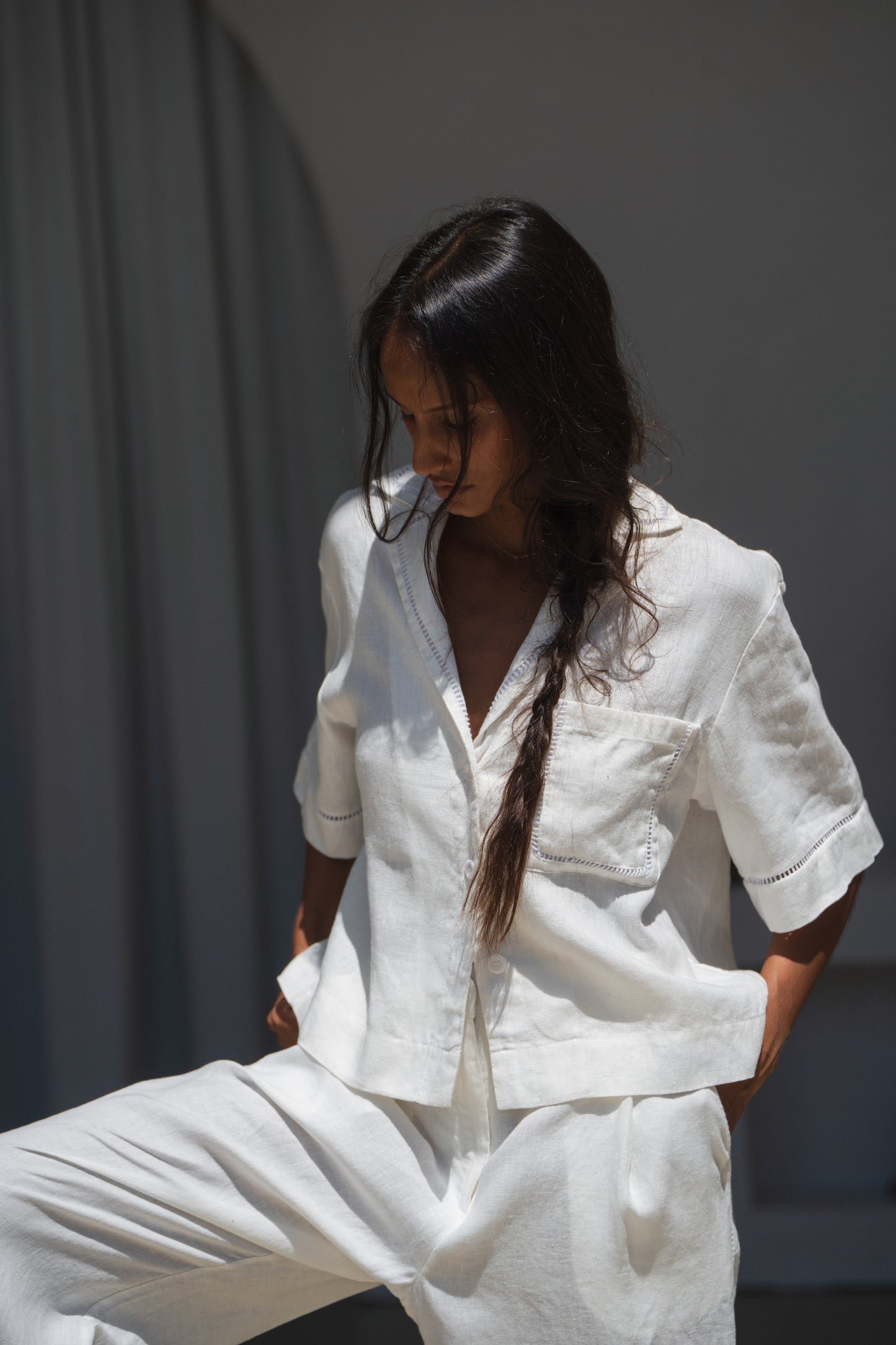 QUINN IVORY LINEN SHIRT