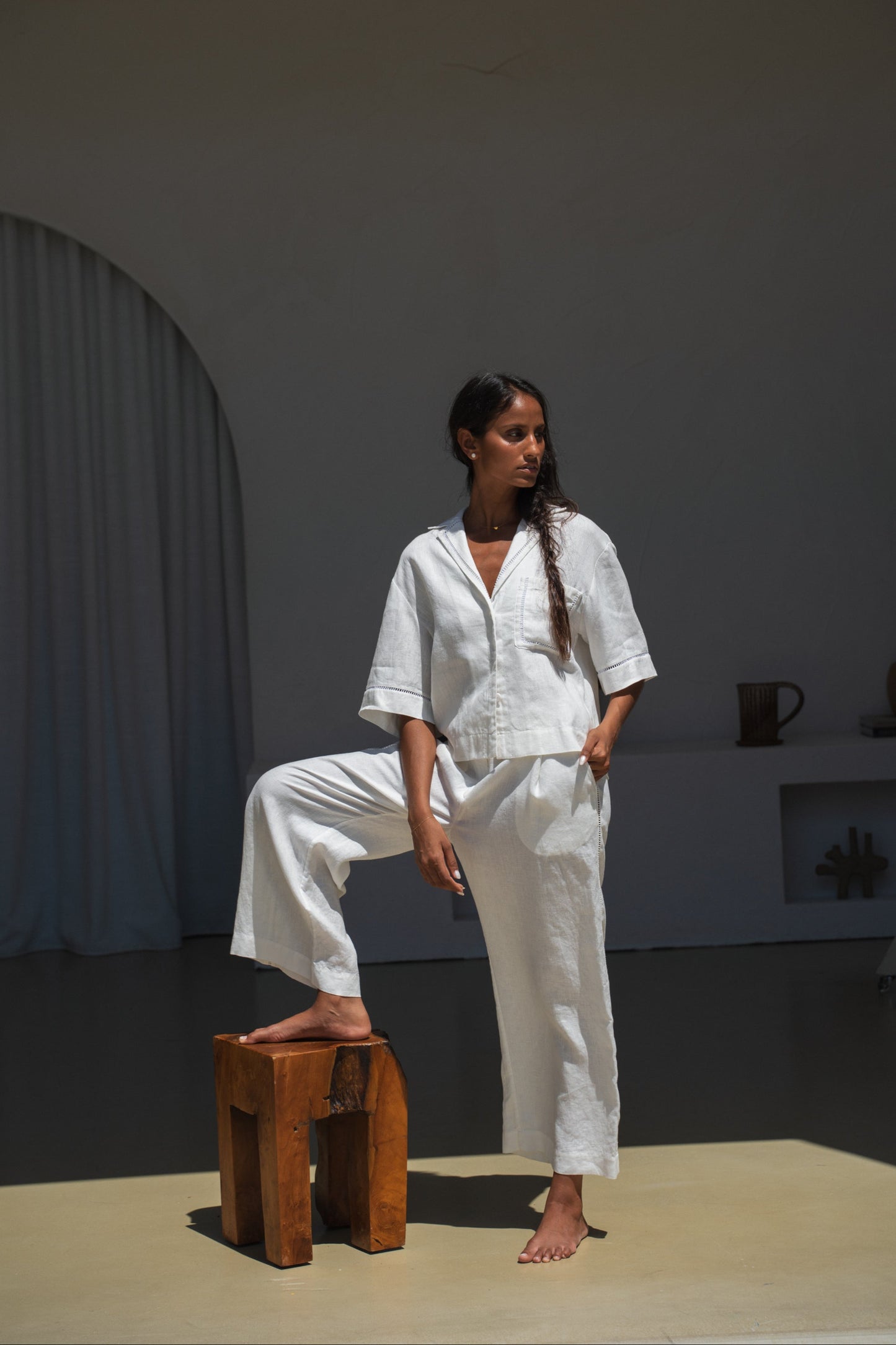 QUINN IVORY LINEN SHIRT