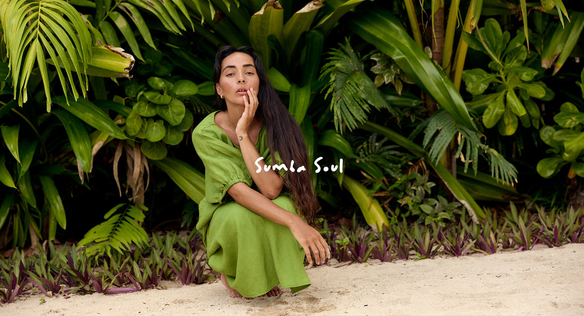 Tina linen top with matching Riley linen skirt in Lime Green as part of the new Sumba Soul Collection for Spring Summer - Lilly Pilly Collection
