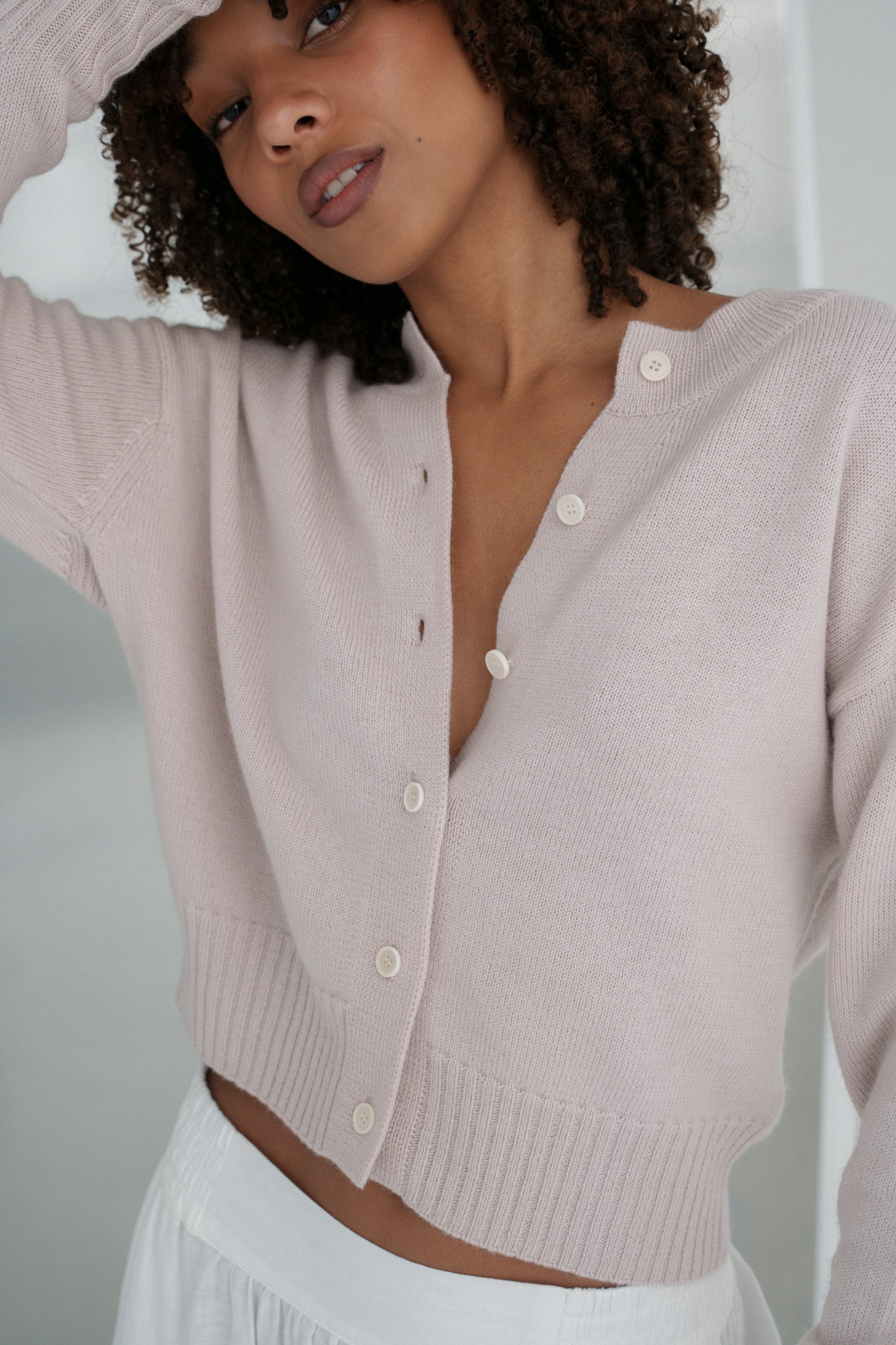 LILLY PILLY Taylor merino wool knit cardi in Lilac