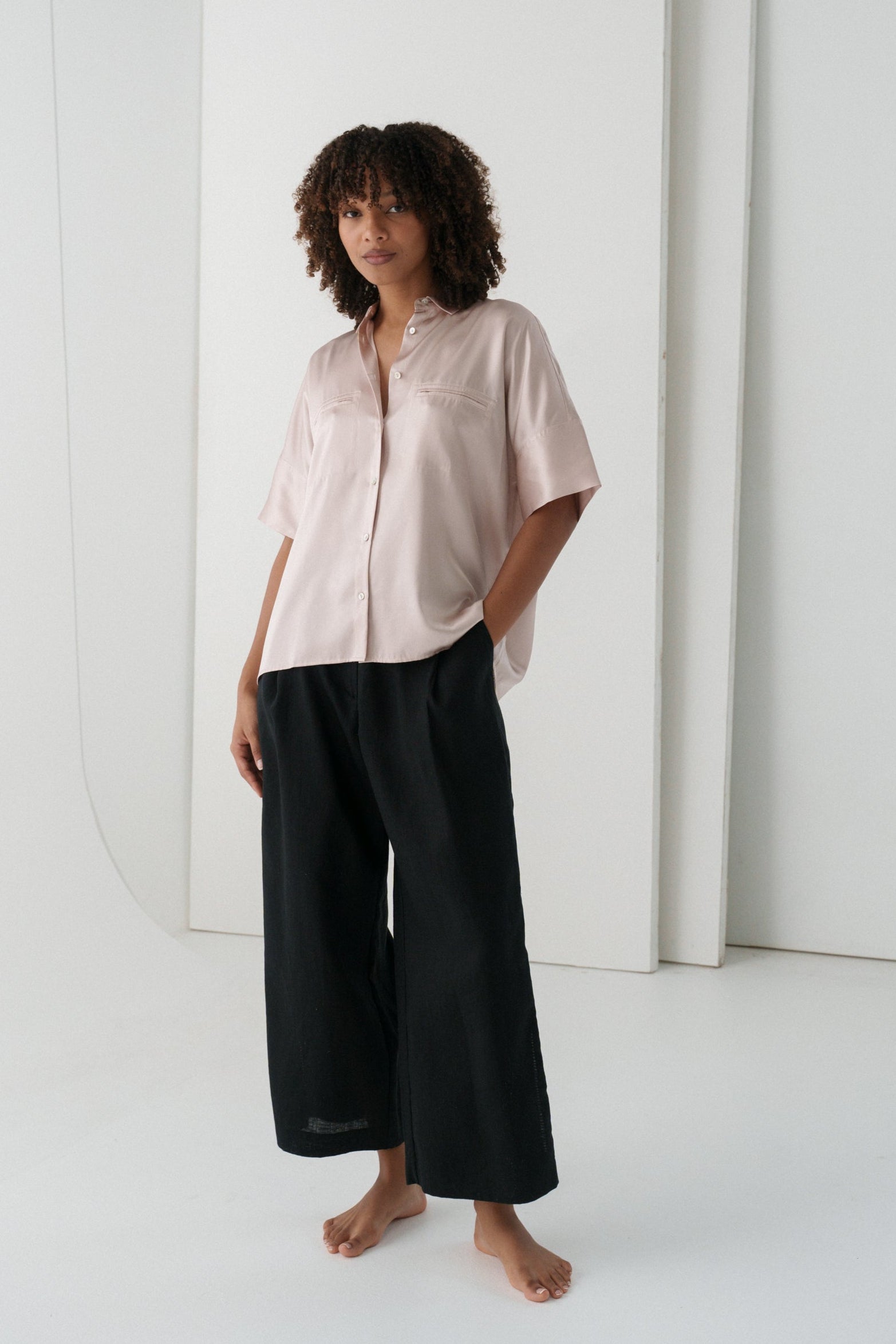 LILLY PILLY Toni silk shirt in Dusty Pink