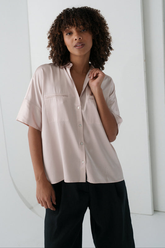LILLY PILLY Toni silk shirt in Dusty Pink