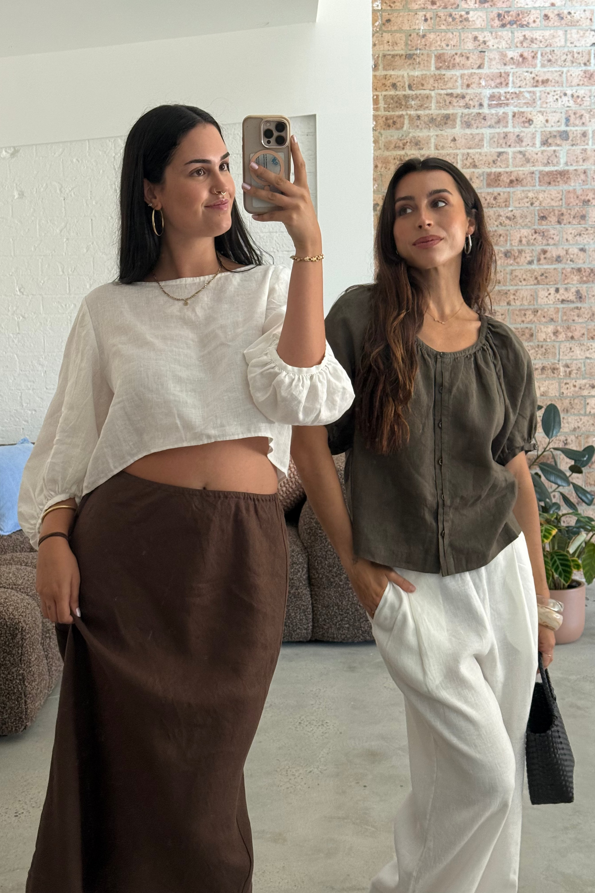 PIA KHAKI LINEN TOP