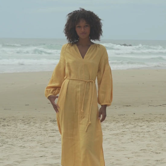 LILLY PILLY Skylar linen dress in Butter