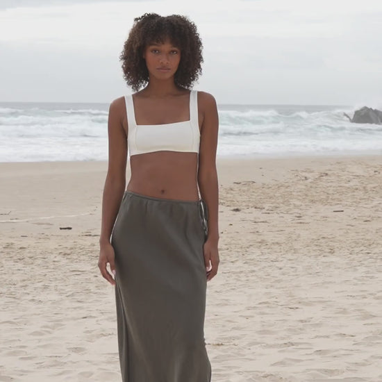 LILLY PILLY Riley linen skirt in Khaki