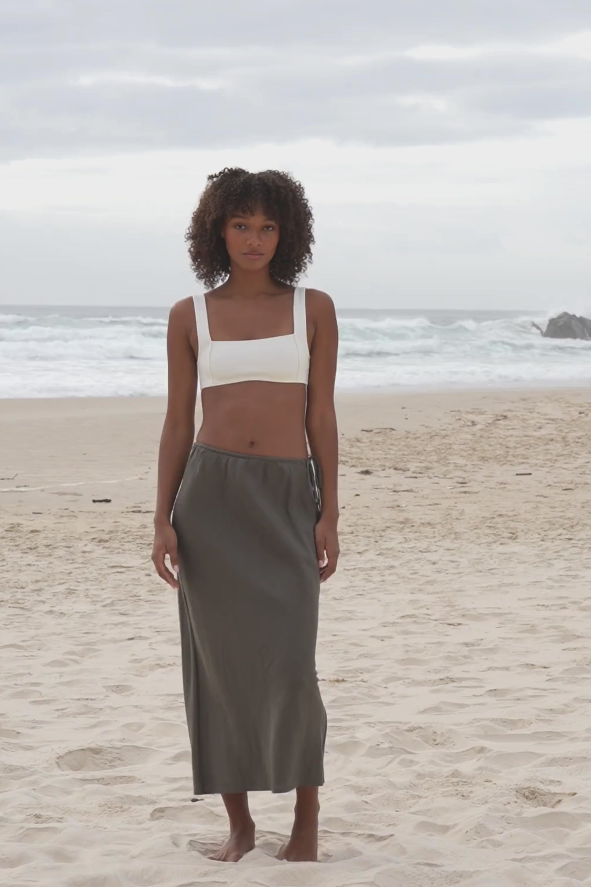 LILLY PILLY Riley linen skirt in Khaki