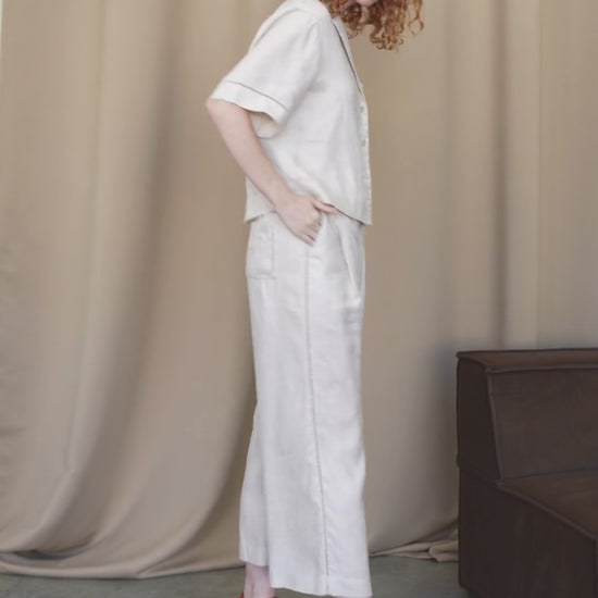 LILLY PILLY Rika linen pants in Chalk