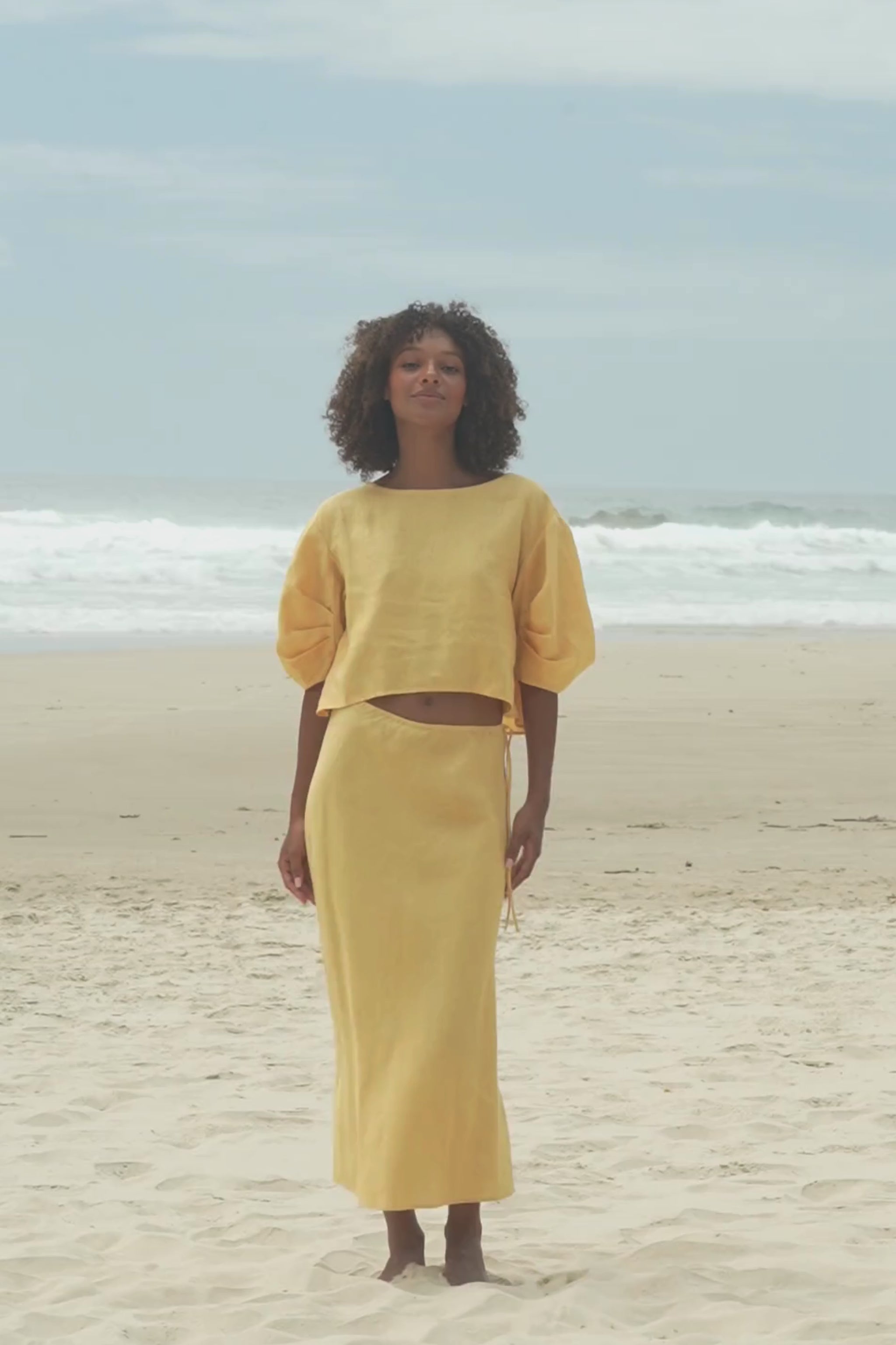 LILLY PILLY Riley linen skirt in Butter