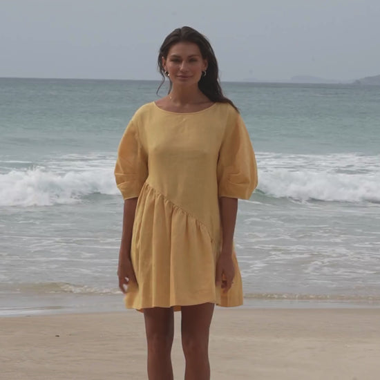 LILLY PILLY Layla linen dress in Butter