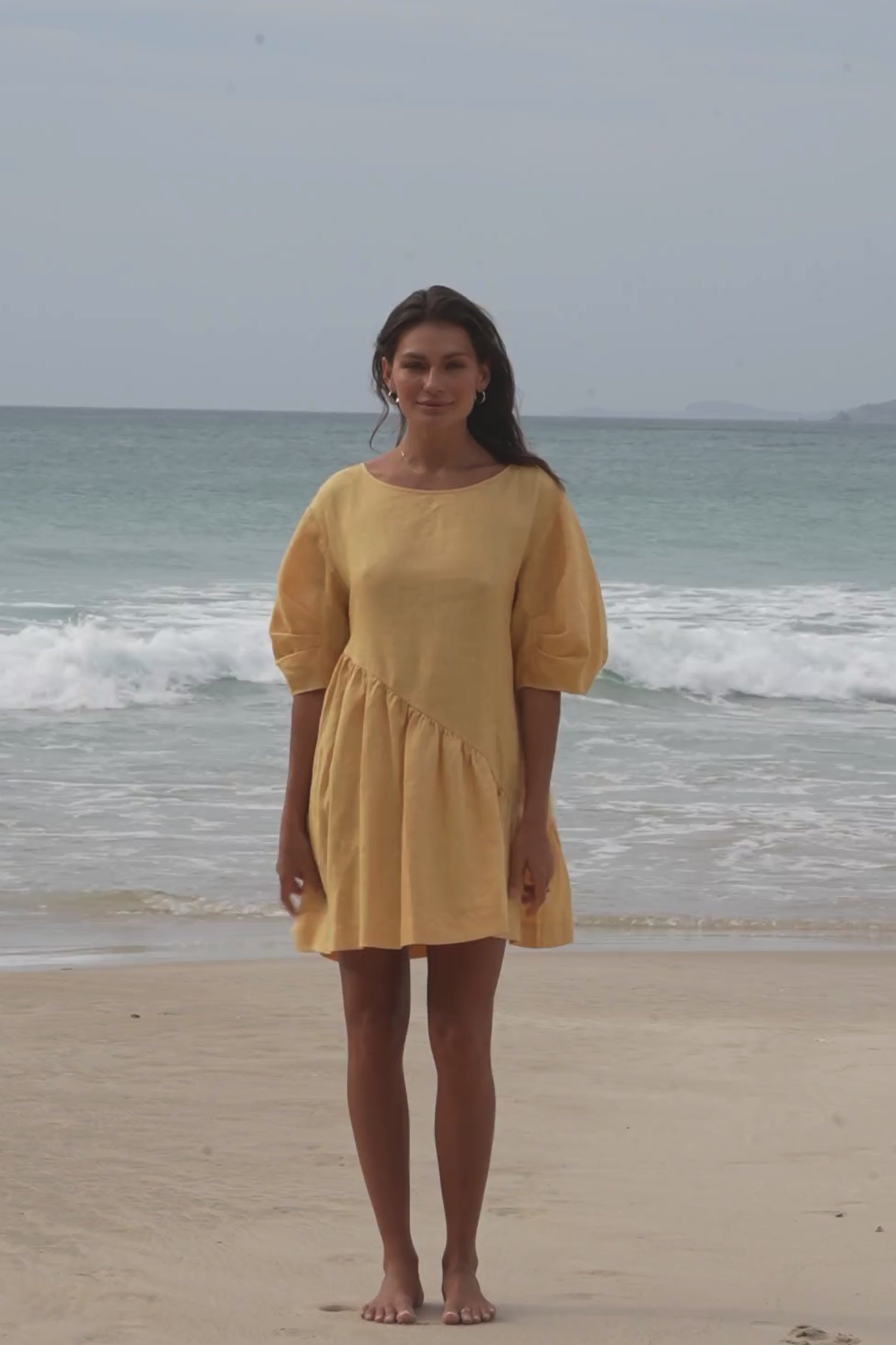 LILLY PILLY Layla linen dress in Butter