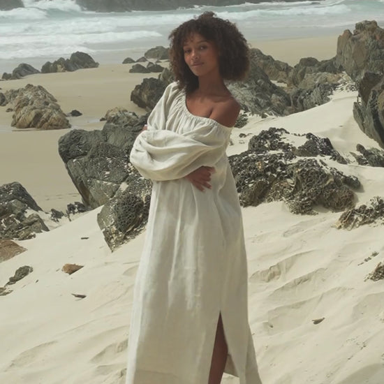 LILLY PILLY Lucia linen dress in Oatmeal