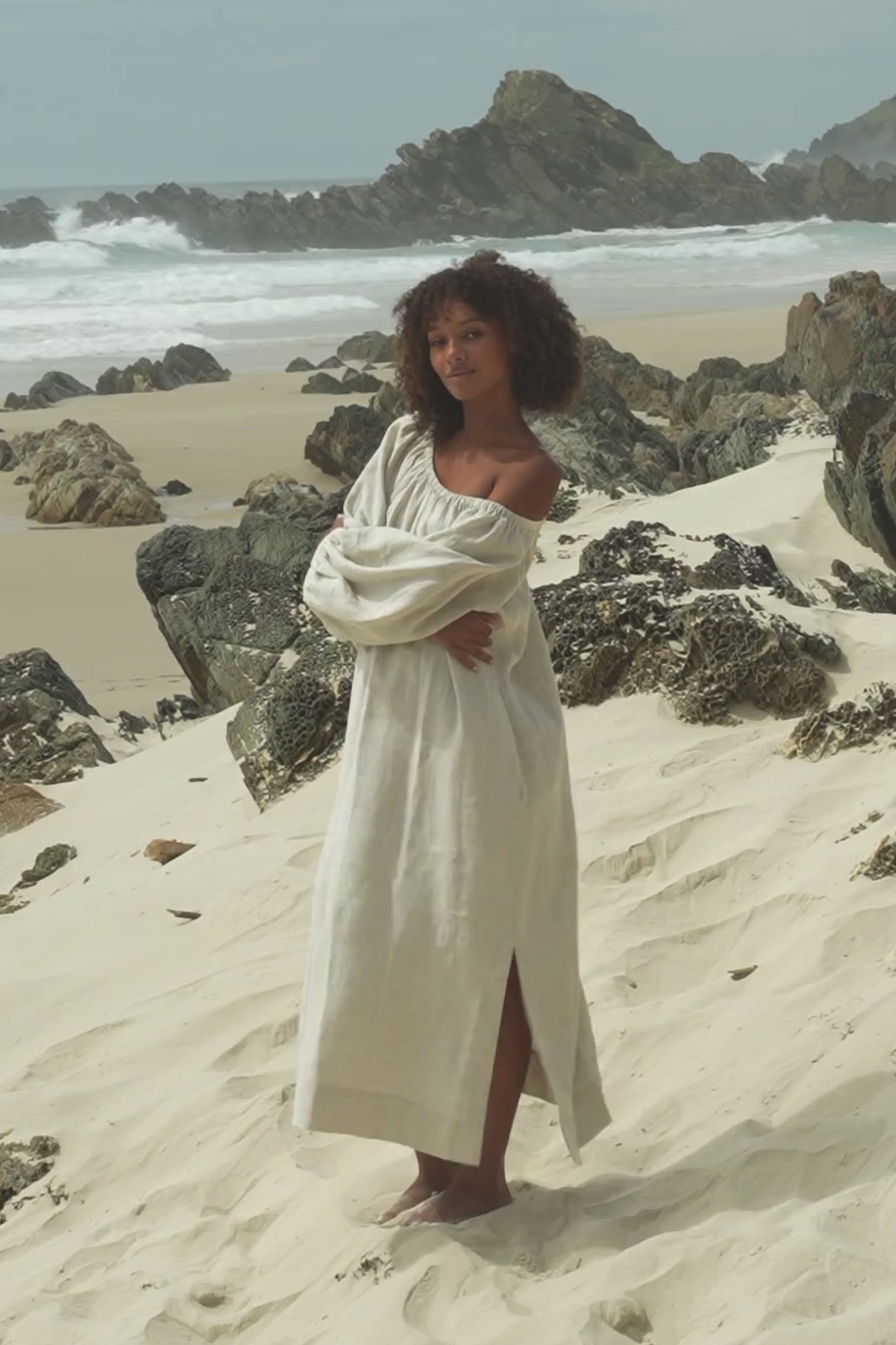 LILLY PILLY Lucia linen dress in Oatmeal